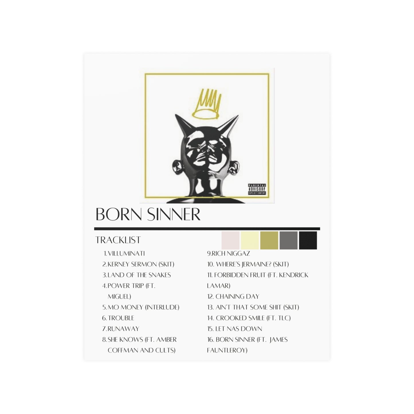 J.Cole: Born Sinner (Satin Poster)