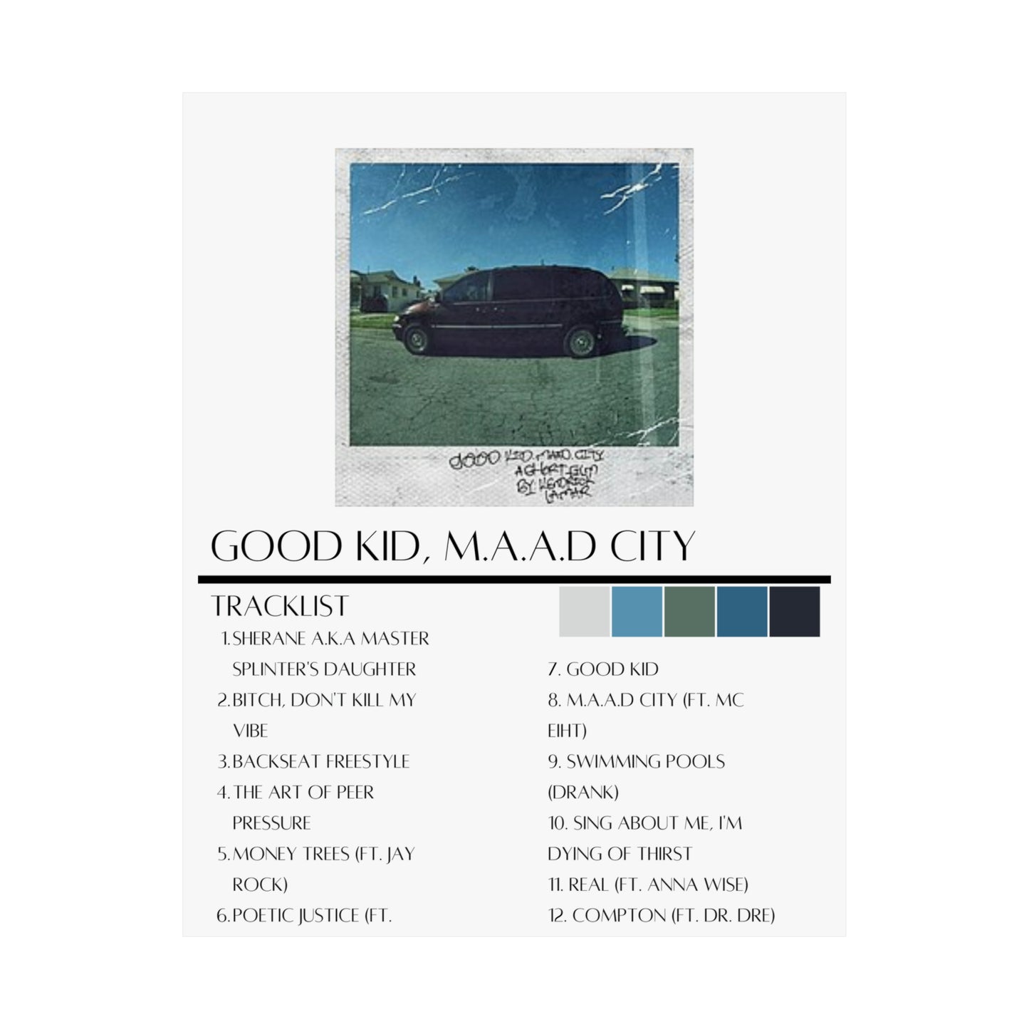 Kendrick Lamar:Good Kid, M.A.A.d City  (Matte Poster)